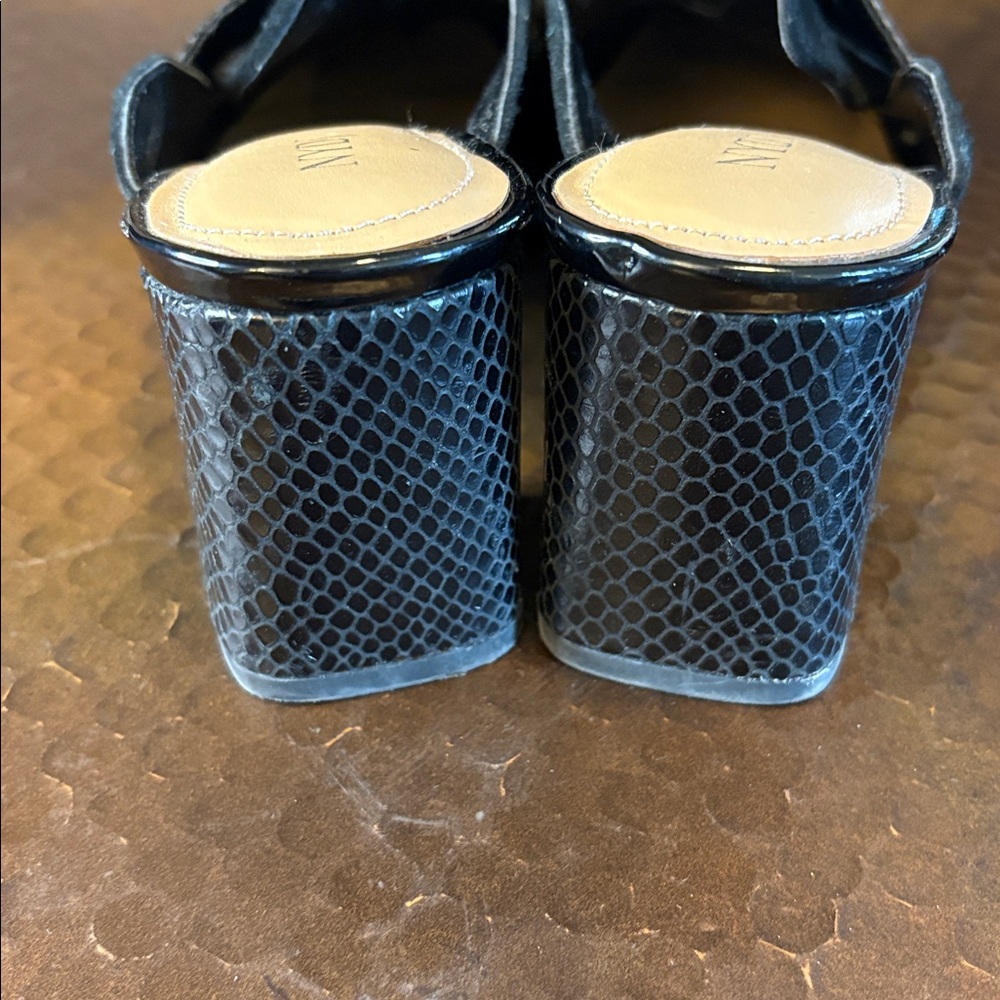 NYDJ Clara Suede Heeled Penny Mules in black/ Size 8M - Picture 5 of 6
